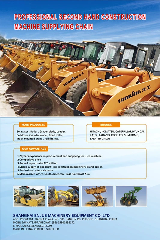 Second Hand/Used Kawasaki Komatsu Sany Hydraulic Loader with CE Certificate for Sale