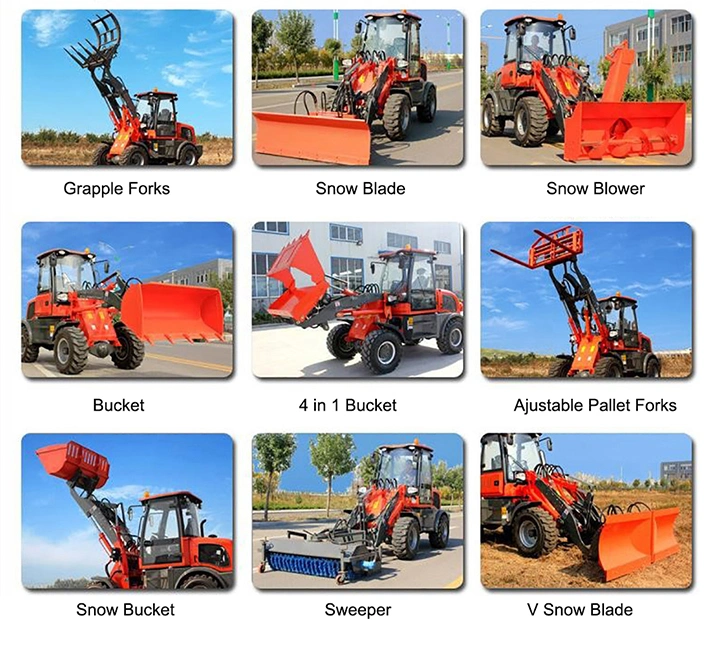 small front loaders, compact wheel loaders, telescopic wheel loader, loader attachments or loader implements