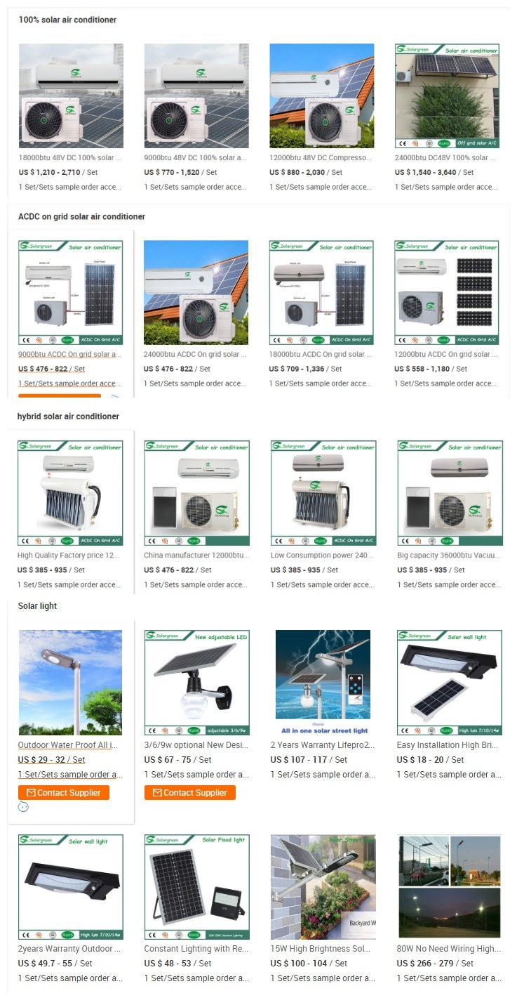 100% Solar Powered Air Conditioner, 48VDC Solar Air Conditioner