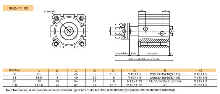 Sf Series ISO21287 Compact Cylinder Double/Single Acting