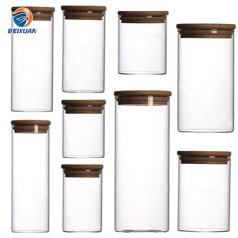 8oz Sealed Can Food Storage Container Glass Sealed Jar with Bamboo Lid