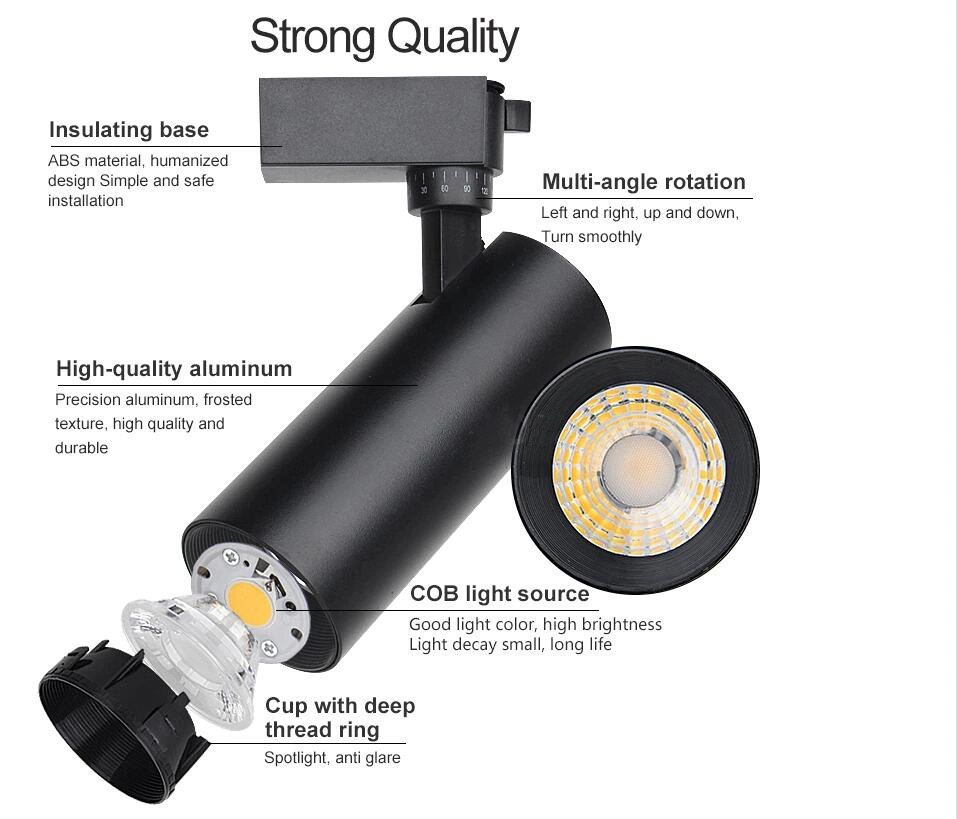 LED Track Light Rail Spotlight Surface Mounted Ceiling Spotlight COB Clothing Store Track Light