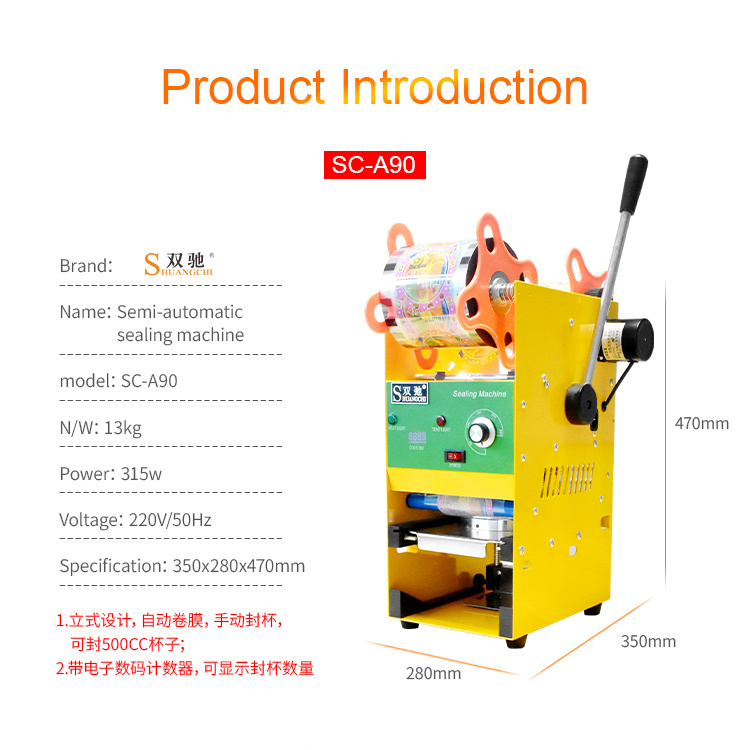 Semi-Automatic Cup Sealing Machine Bubble Tea Stainless Steel Cup Sealer
