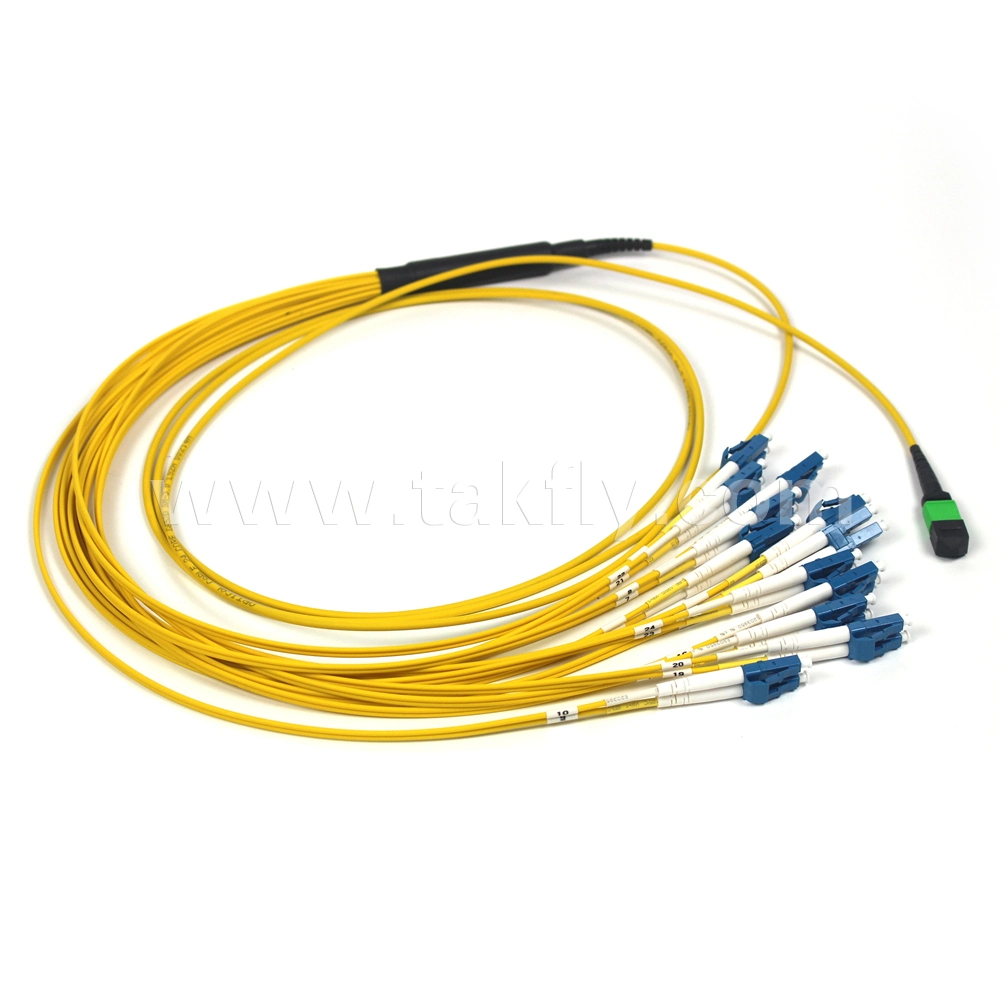 Low Insertion Lose MPO/MTP to LC 8 Fibers Single Mode Fiber Optic Patchcord