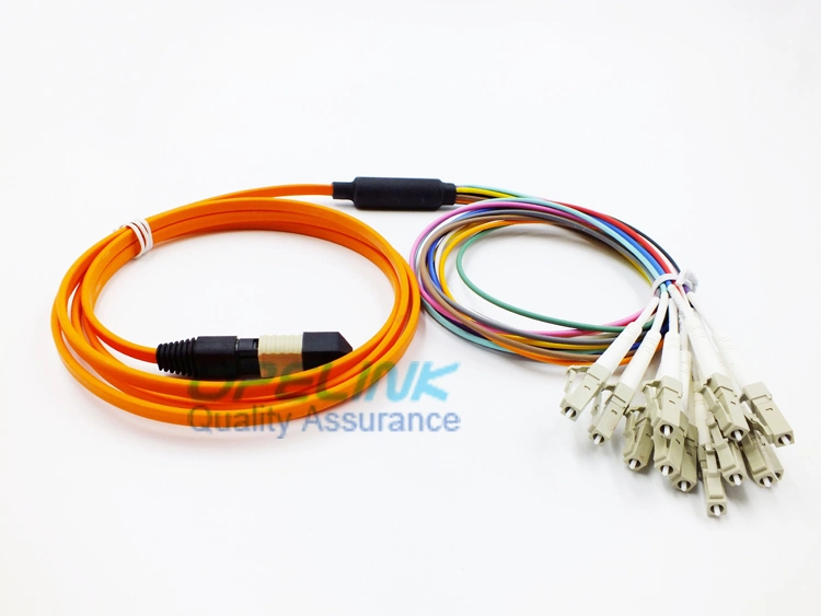 MTP/MPO-LC Multimode Flat Ribbon Cable Fanout 0.9mm Optical Fiber Patch Cable