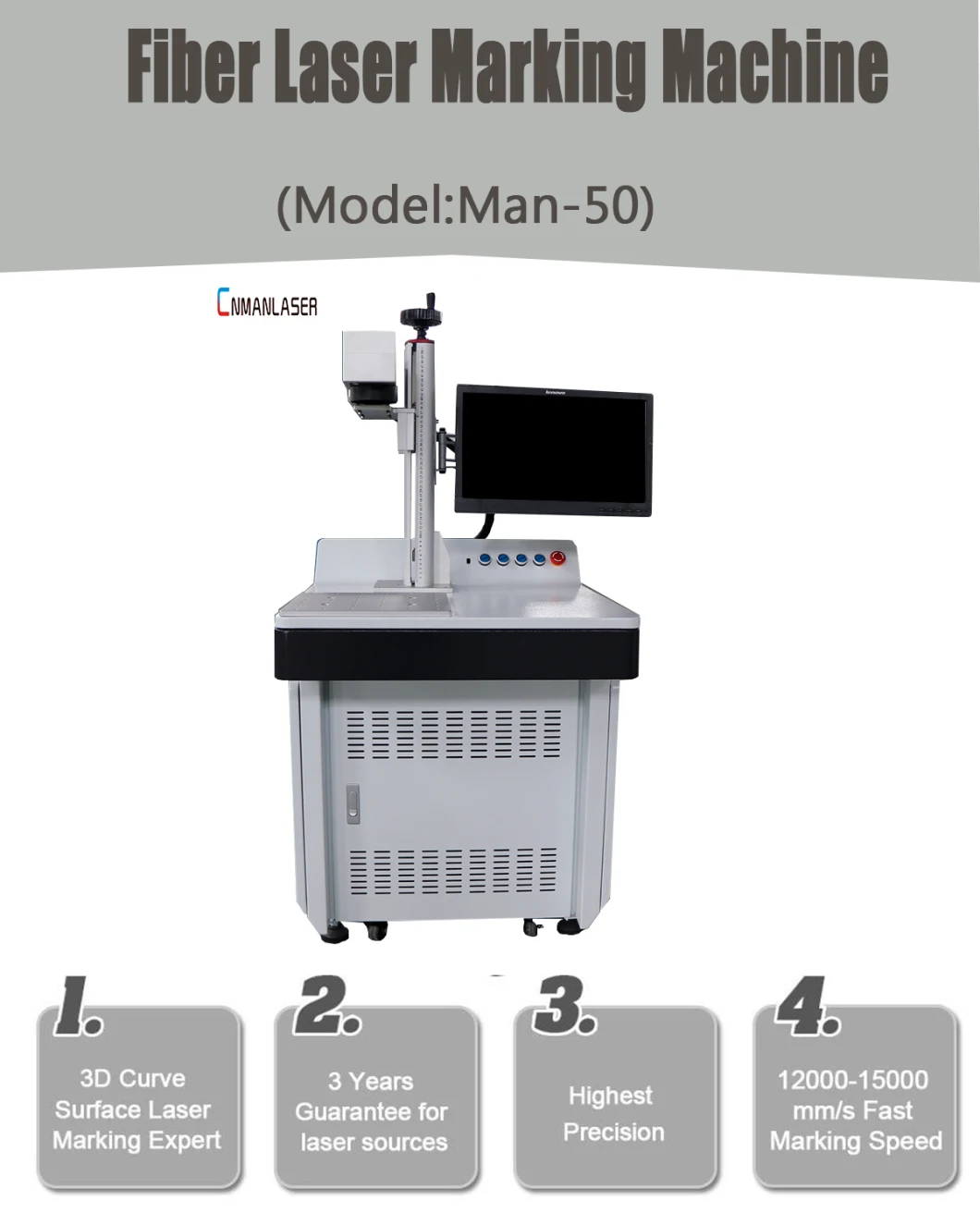 50W Laser Marking Machine for Bar Code, Chassis, Plastic Buttons