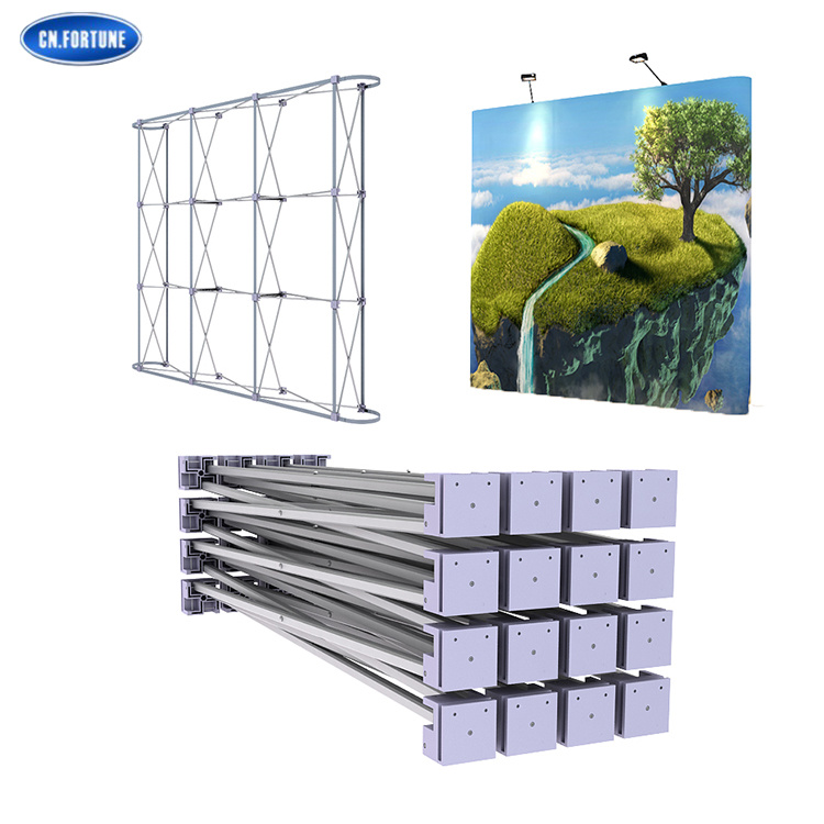 Square Aluminum Spring Pop up Stand with Flat Shape