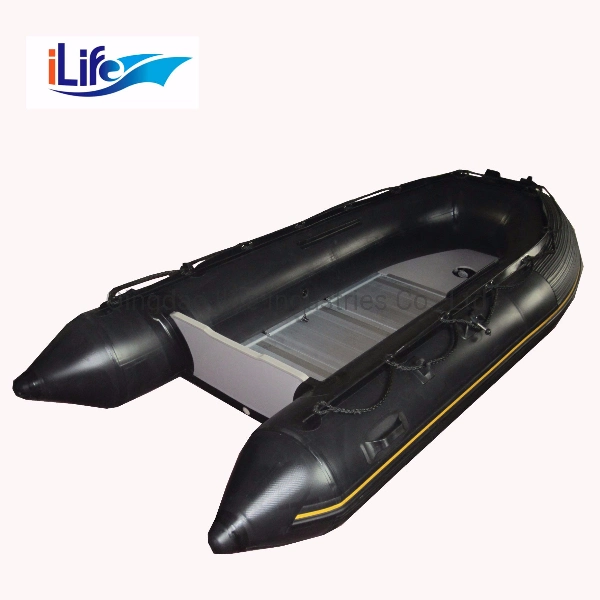 Ilife 3m PVC/Hypalon Inflatable Rescue Fishing Rubber Boat with Aluminum/Drop Stitch Air/Plywood Floor