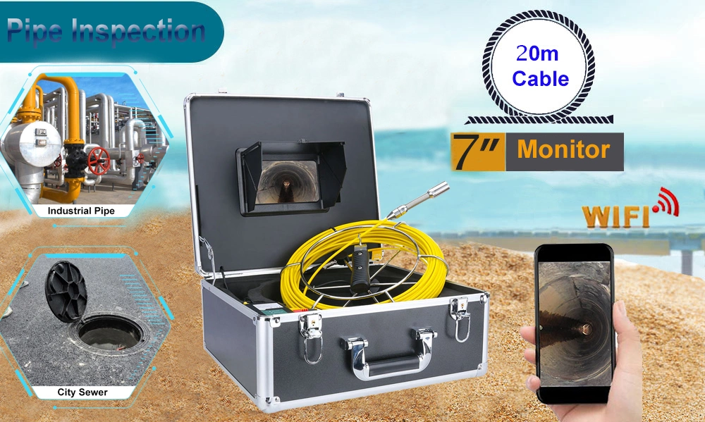 23mm Lens 7'' Touch Screen Pumbing Drain Pipe Endoscope Clean Inspection CCTV Camera