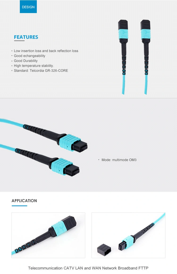 Necero 12core or 24 Core MPO/MTP Jumper Cable or Patch Cord Cable