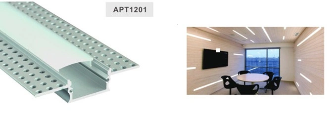 Plaster Drywall Apt1201 LED Aluminum Profile with PMMA/PC Diffuser for 26mm PCB LED Rope Light