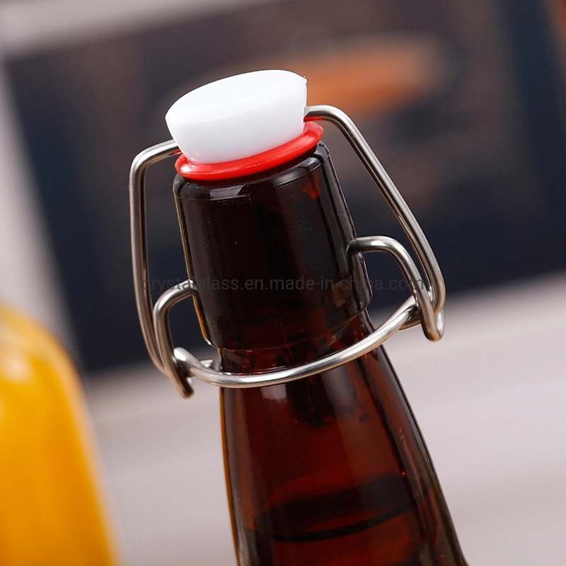 350ml 500ml 1000ml Home Brewing Amber Glass Beer Bottle with Easy Wire Swing Cap & Airtight Rubber Seal