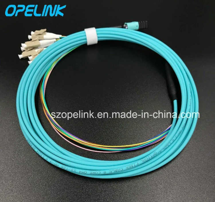 MTP/MPO-LC Om3 Round Cable Fanout 0.9mm Fiber Optic Patch Cable