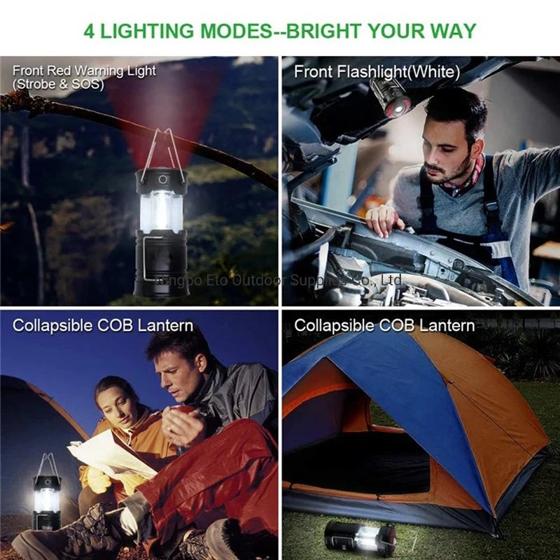 Collapsible Waterproof Rechargeable COB Camping Lantern Flashlights with USB Charging and Magnetic Base