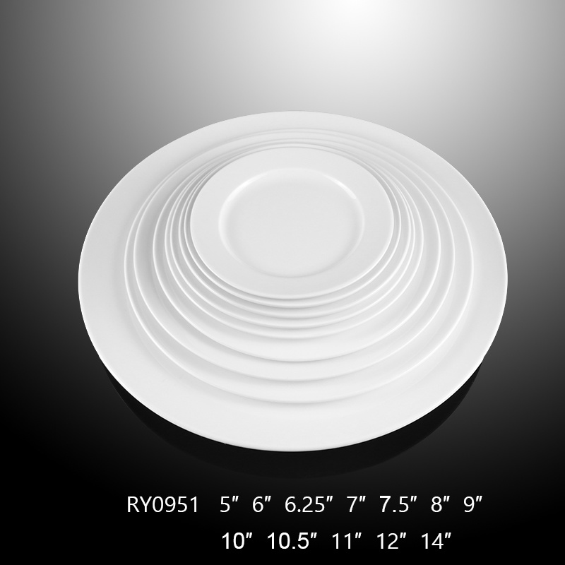 Round Flat Porcelain Plate for Hotels and Resturants
