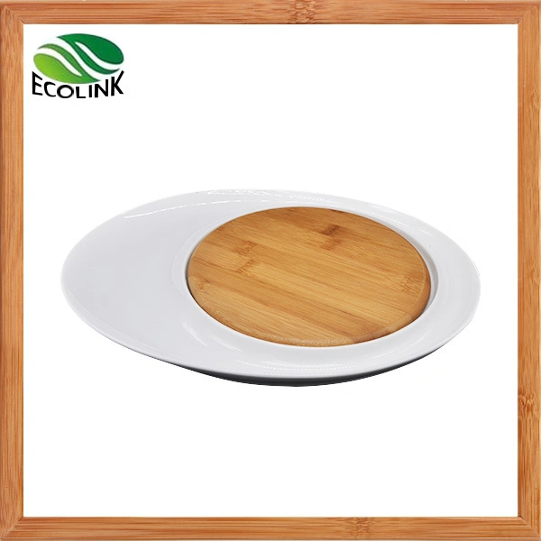 Bamboo Ceramic Cheese Board/ Ceramic Food Serving Tray
