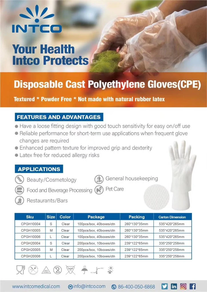 TPE Disposable Gloves, with Tensile Properties and Puncture Resistance and Good Wear Resistance.