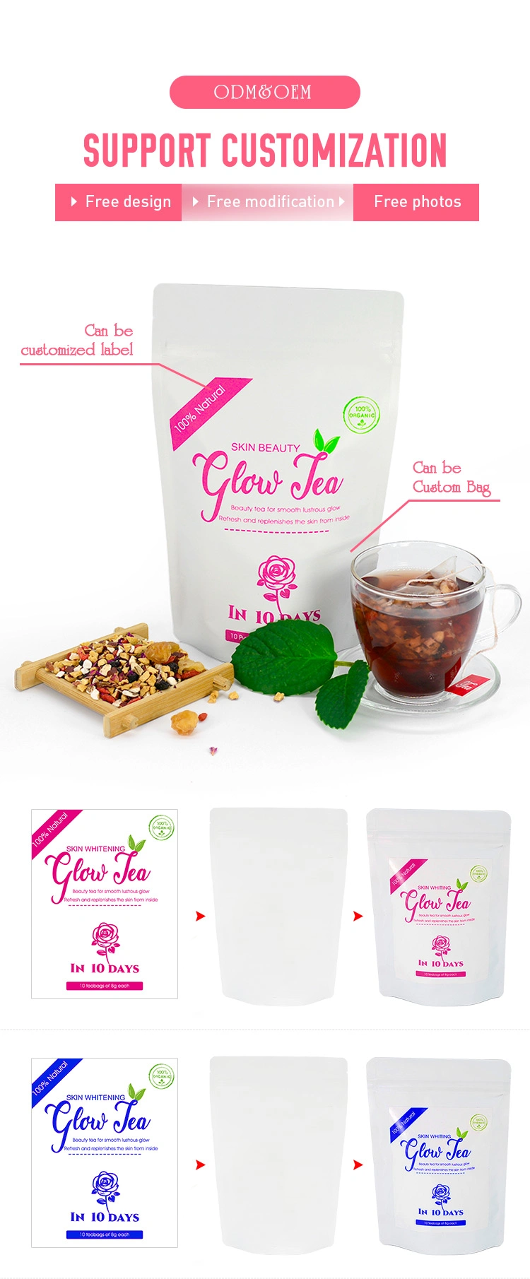 Herbal Skin Glow Tea Herbal Anti Aging Detox Beauty Good for Female Yoni Health