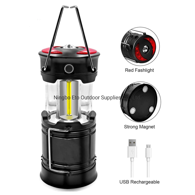 Collapsible Waterproof Rechargeable COB Camping Lantern Flashlights with USB Charging and Magnetic Base