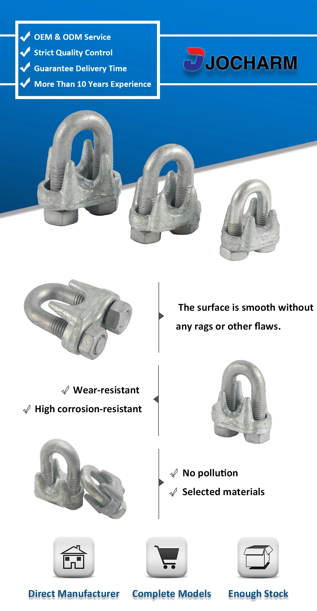 Carbon Steel Hot-DIP Galvanized Stay Guy Wire Rope Clip Clamp