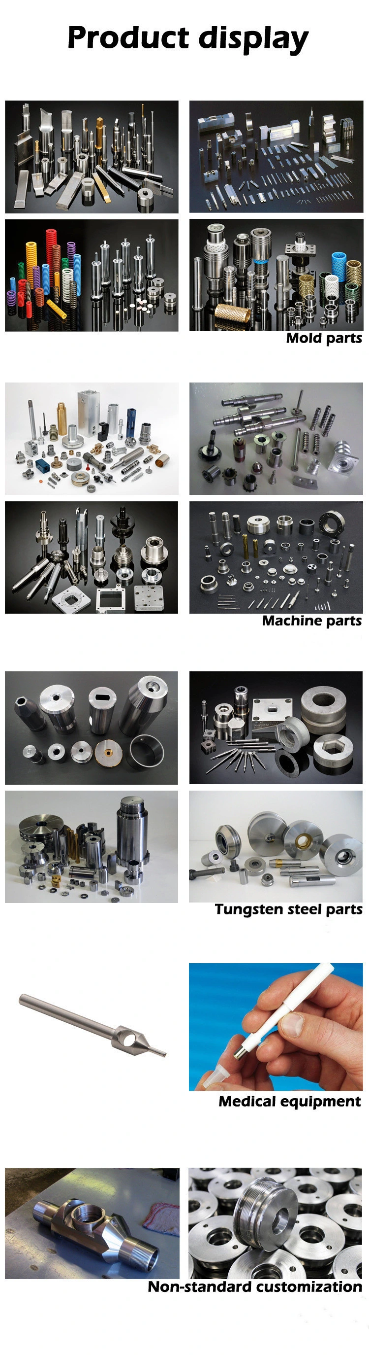 High Precision Mold Parts, Inserts, Button Dies, Customized Fasteners, Turning Parts, Locking and Locking Fasteners