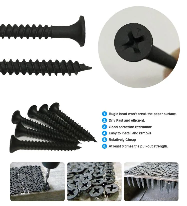 Black Phosphated Drywall Coarse Thread Screw China Tianjin Factory Small Wood Screw Flat Head Drywall Screw