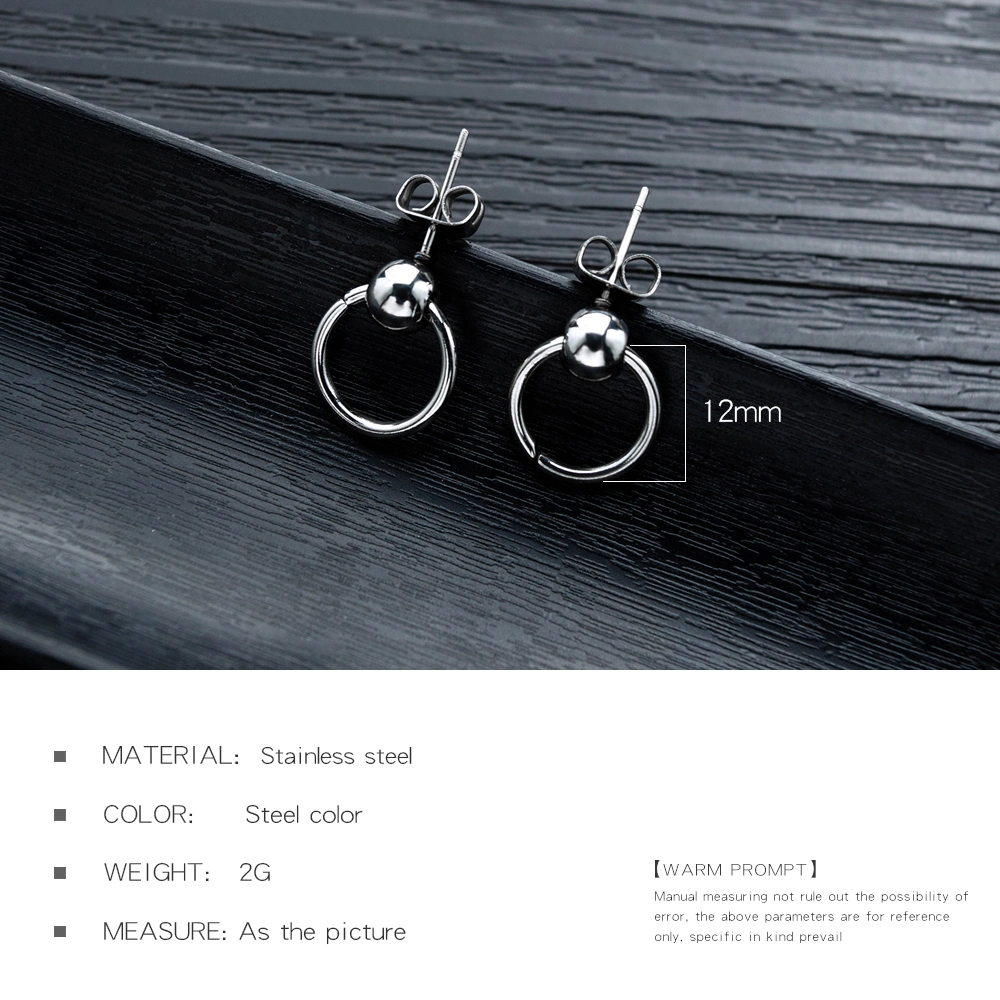 Geometric Round Small Ball Stainless Steel Earrings Stud