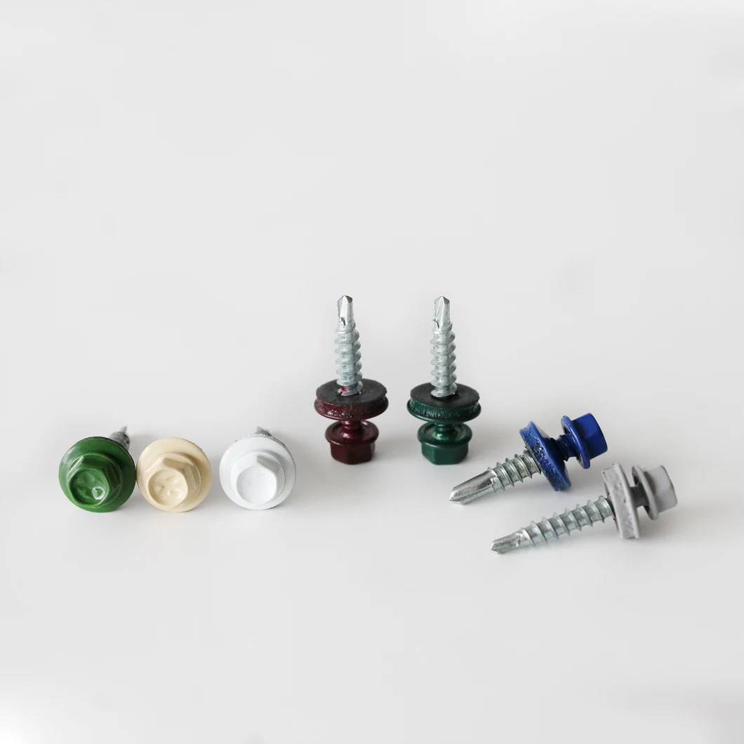 Roofing Screw/ Painted/Color Head/ Hex Washer Head Self-Drilling Screw #2 Point