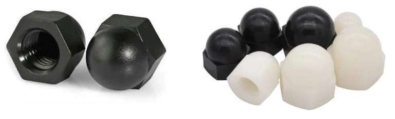 China Customized Black White Color Plastic Protective Nut DIN1587 Blind Nut Nylon Nut Dome Nut Crown Hex Nut Acorn Nut Cap Nut M2-M39