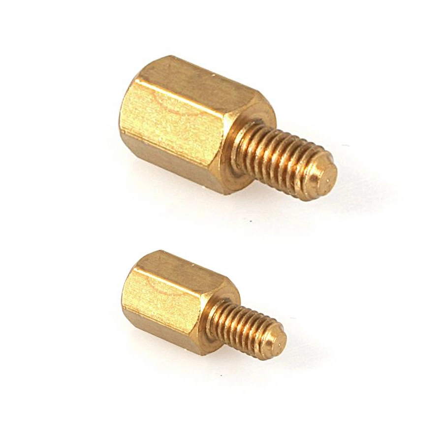 Factory CNC Turning Machine Parts Standoff Nut Cutsom Gold Brass Hex Coupling Standoff Bolt Screw Nuts