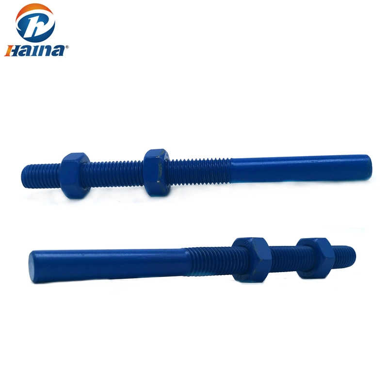 SS316 Stainless Steel Blue PTFE / Xylan Thread Rod Half Thread Bolt