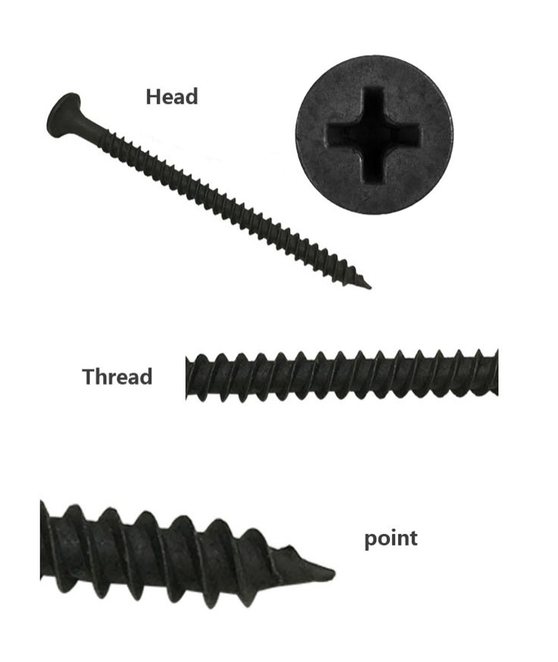 Harden 3.5*25mm Black Phosphated Bugle Head Phillips Fine Thread Drywall Screw for Gypsum