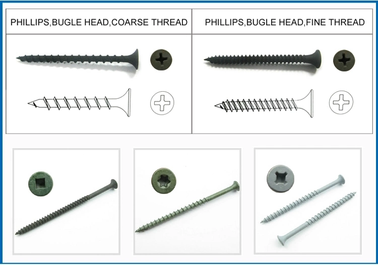 3.5*25mm C1022A Factory Price Phillips Black Bugle Head Drywall Screw