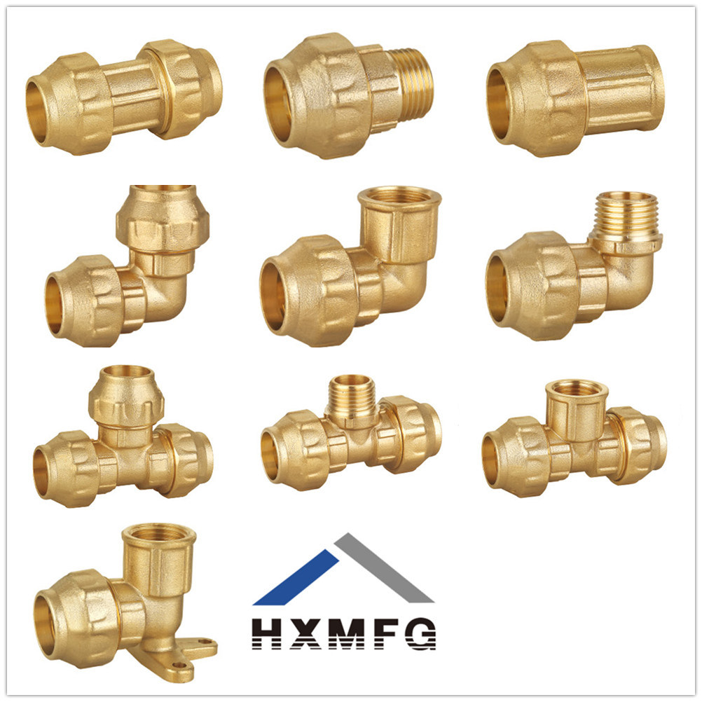 Male Tee Professional Compression Brass Fittings for PE Pipe