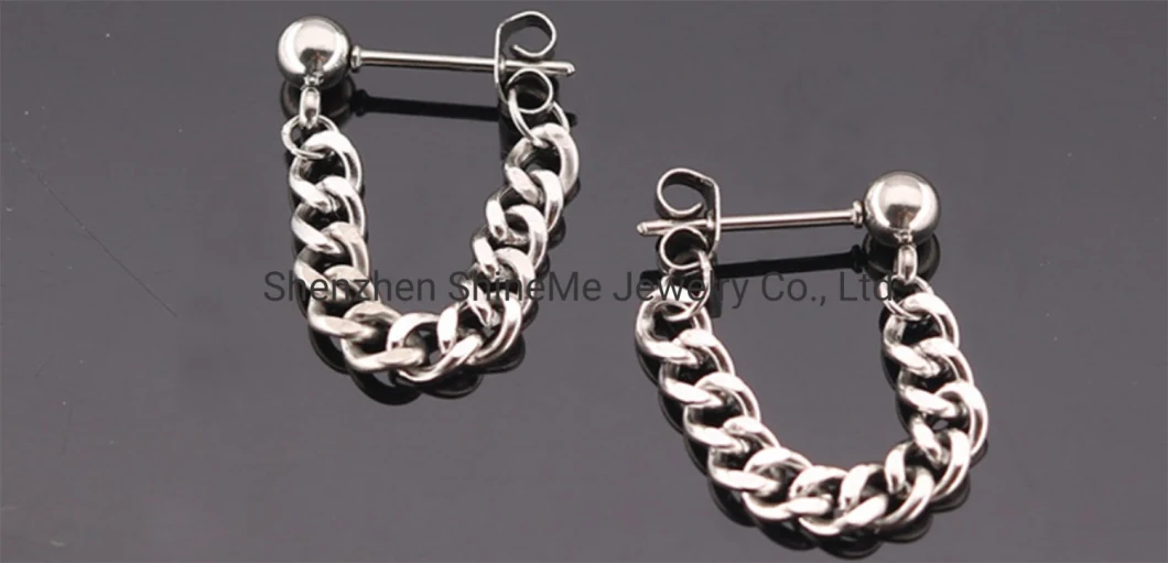Fashion Stainless Steel Small Steel Ball Stud Earrings Best Selling Silver Black Titanium Steel Chain Stud Earrings Er4243