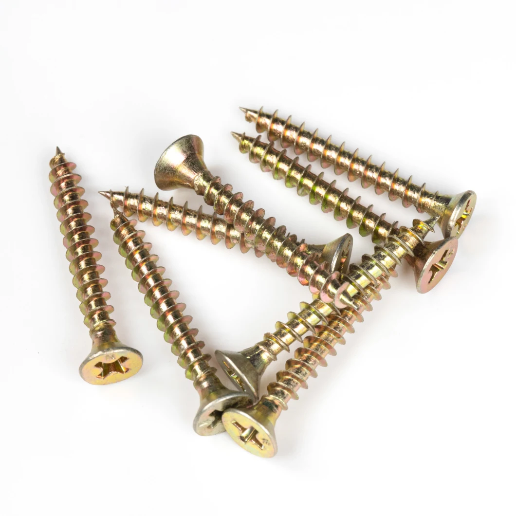Yellow Zinc Plated Stainless Steel Screw Full Thread Chipboard Screw / Grey Phosphated Bugle Head Coarse Thread Drywall Screw with Competitive Price