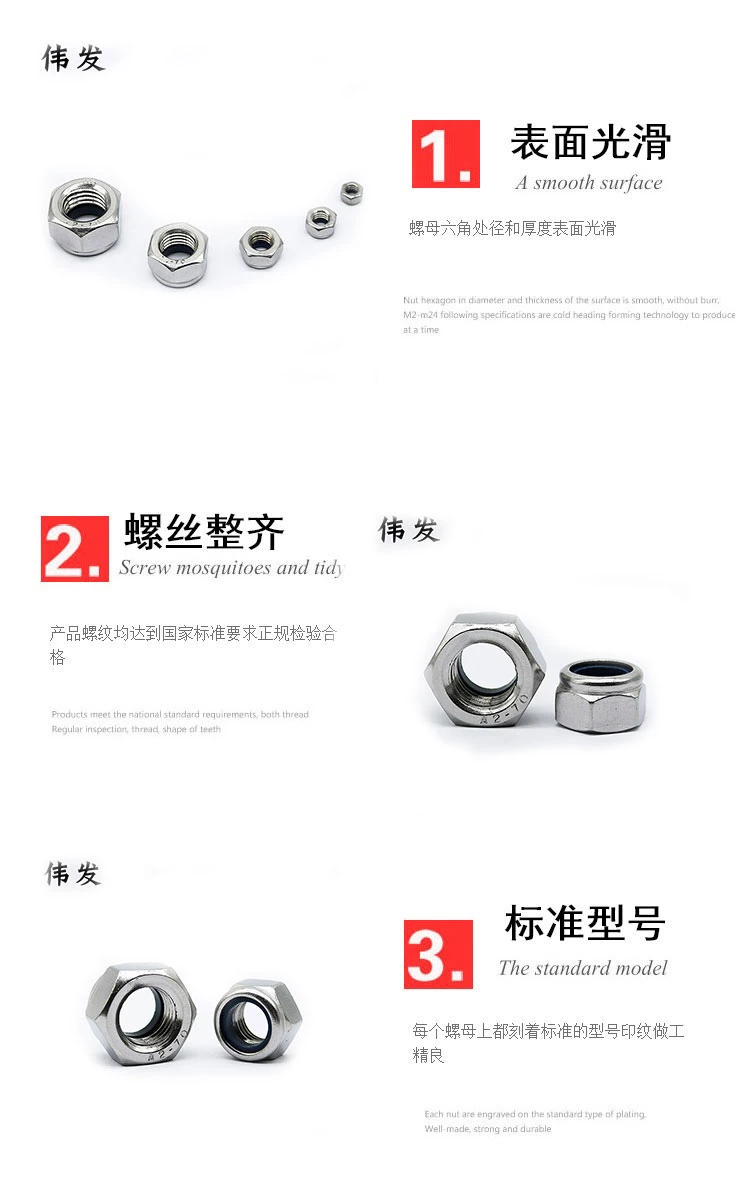 Stainless Steel 304 A2-70 Nylon Locknut / Self-Locking Nut / Lock Nut [M4-M16] Burst