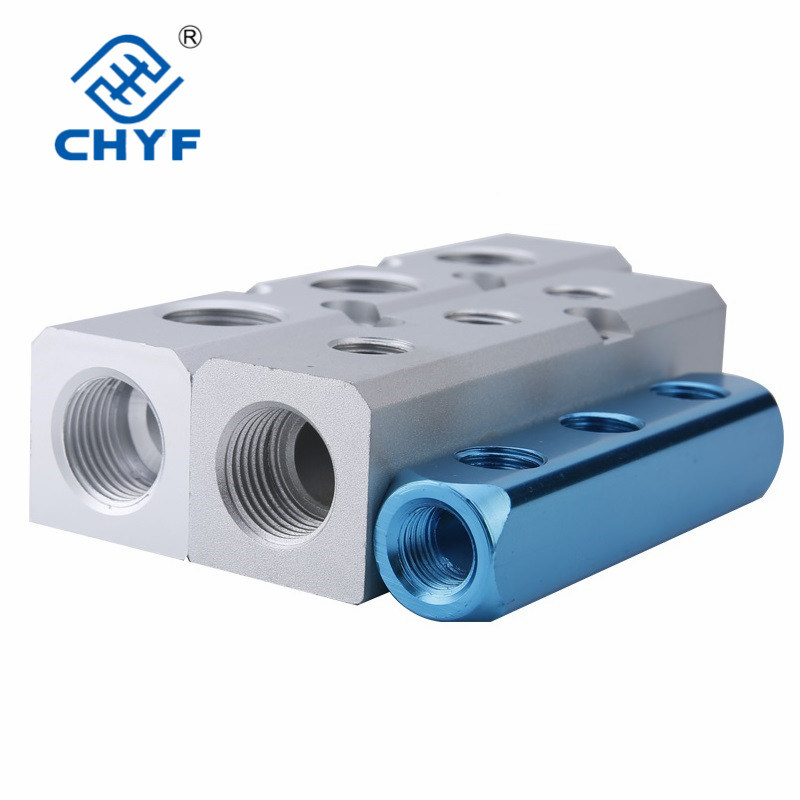 Two-Station Aluminum 1/2" BSPP Inlet, 1/4" BSPP Outlet Pneumatic Manifold