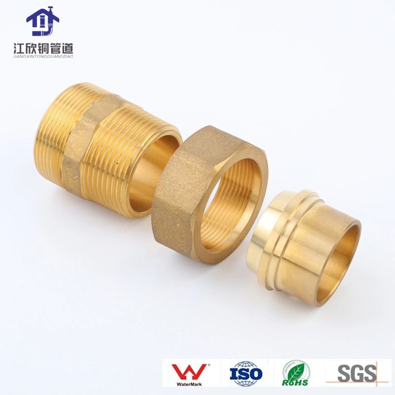 Dzr Brass Press Thread Union Hexagon Movable Joint Pipe Fitting