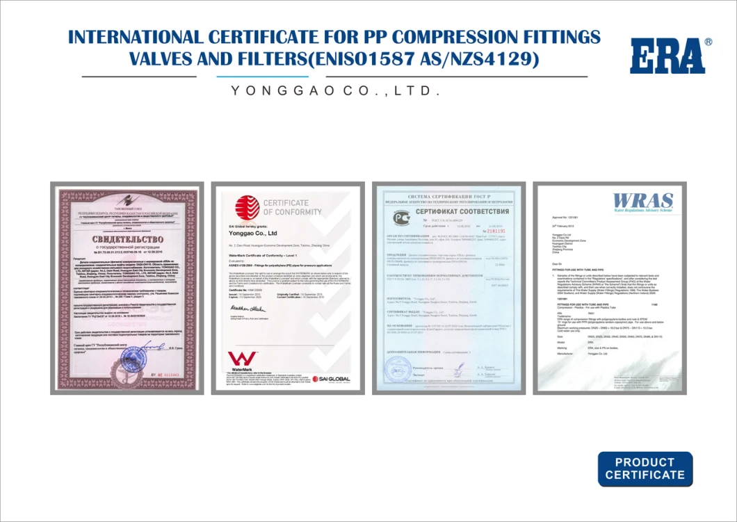 Era Certificate PP Compression Fitting Reducing Tee with Watermark & Wras Certificated