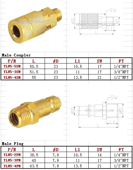 USA Type Male Quick Coupling for High Quality Brass Quick Coupling