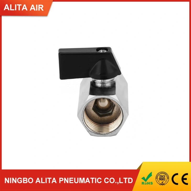 Mini Brass Ball Valve Chrome Plated Female X Female NPT with Handle Electric Magnetic Valve