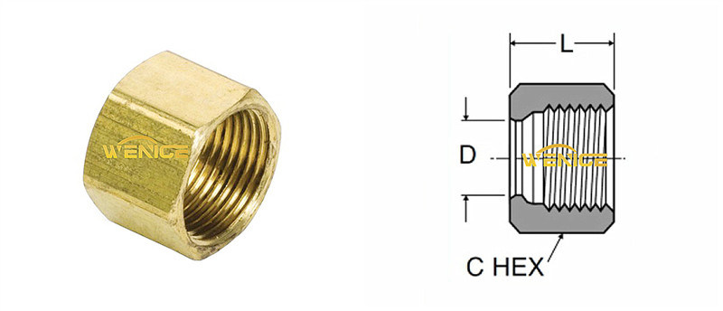 Brass Compression Tube Nut for Brass Compression Fittings