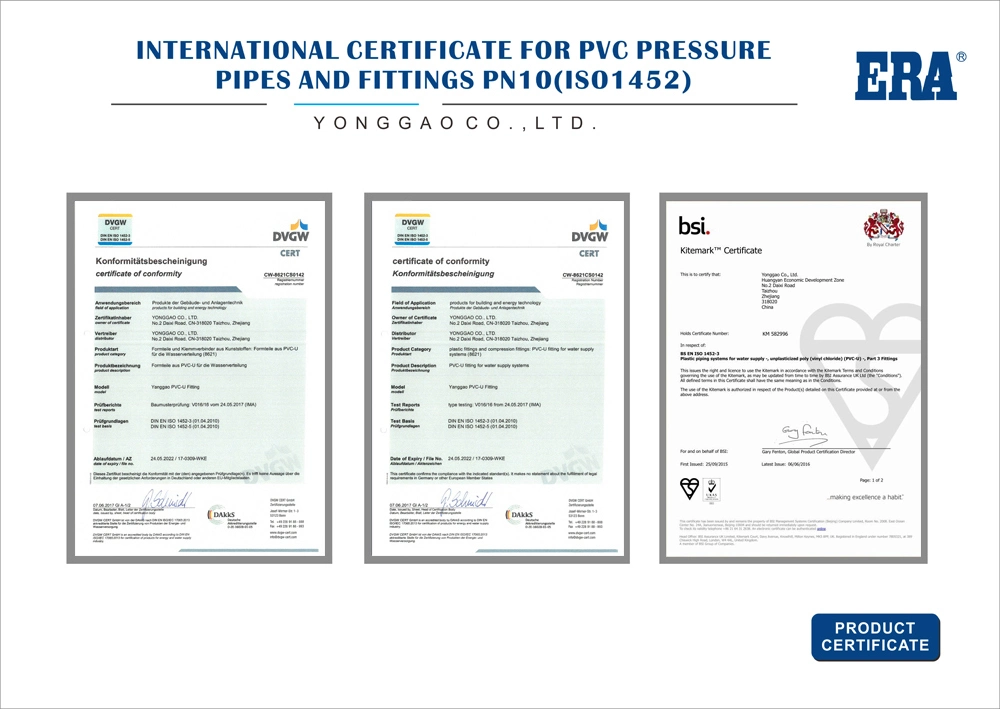 Era DIN Pn10 High Pressure Fitting PVC Female Adaptor with Dvgw Certificate