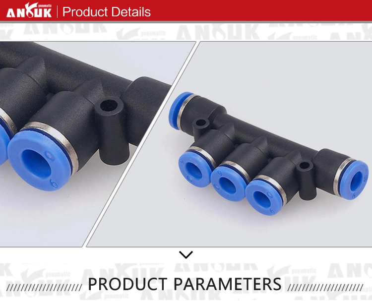 Pkg 5 Way Air Fittings Plastic Reducing Air Hose Quick Connect One Touch Pneumatic Connecting Fittings