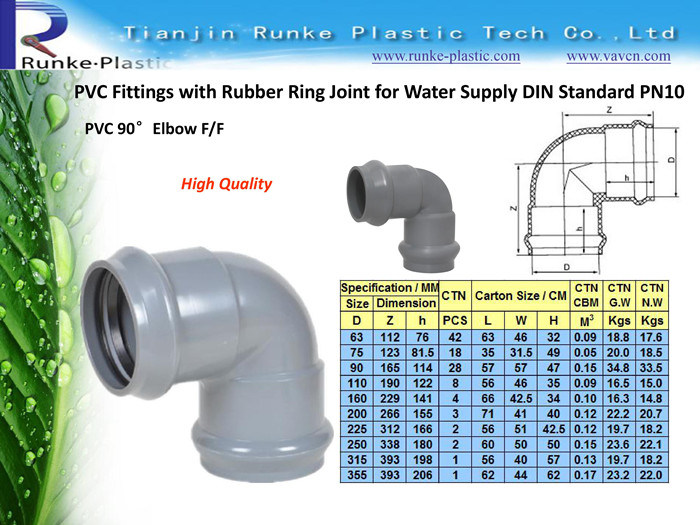 High Quality DIN Standard Plastic Pipe Fittings UPVC Pipe Fittings UPVC Pressure Pipe Fittings for Water Supply Pn10