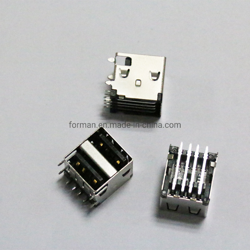 Double USB Plug Electronic PCB Board transmission Connectors Stacked Charging Port