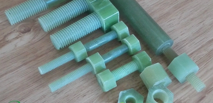 Fiberglass Bolts and Nuts FRP Gre Threaded Bolts and Nuts, Hex Bolt with Nut and Washer, Epoxy Resin Bolts and Nuts