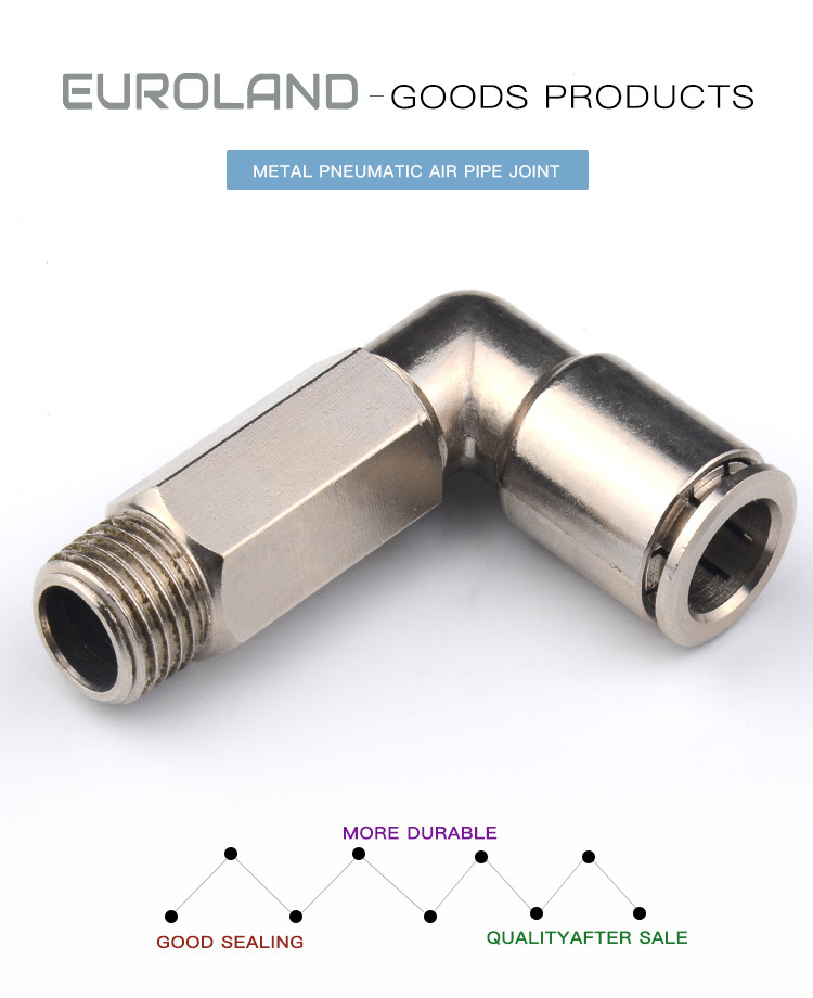 Male Thread Pllt Fitting Elbow Straight Thread Copper Connectors for Pneumatic