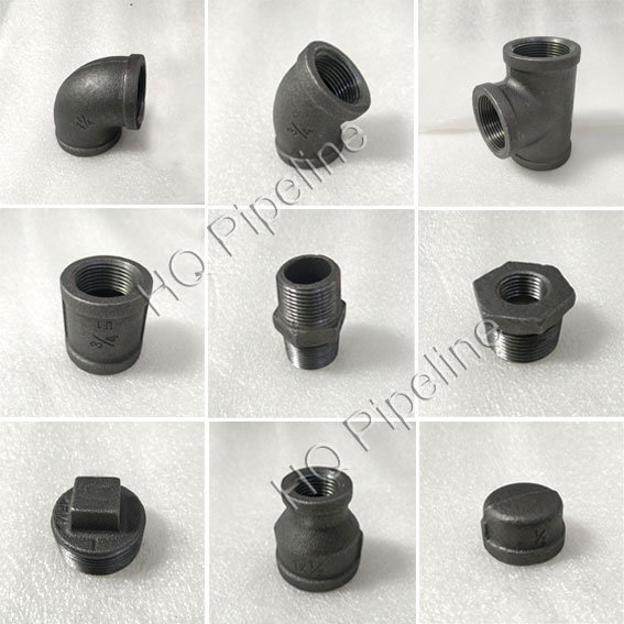 High Quality BSPT Threaded Black Malleable Iron Pipe Fittings